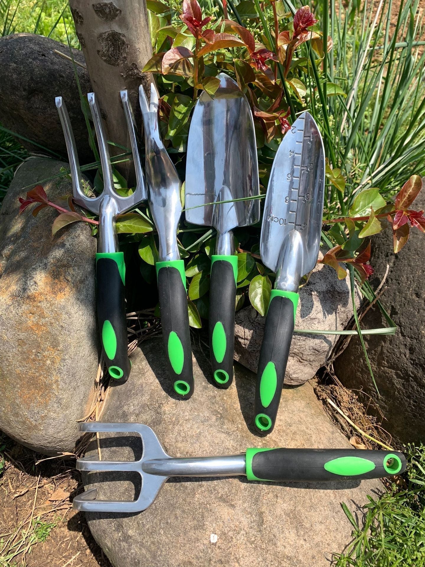 Garden Supplies 9 - piece Aluminum Alloy Set, Silicone Two - color Handle Shovel Gardening Tools - Decindoor
