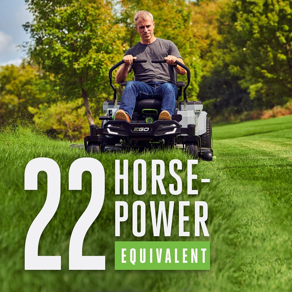 EGO Power+ Electric Riding Lawn Mower, 42" Deck with Zero Turn Radius, Includes (4) 56V 10.0Ah Batteries and Charger ZT4204L - Decindoor