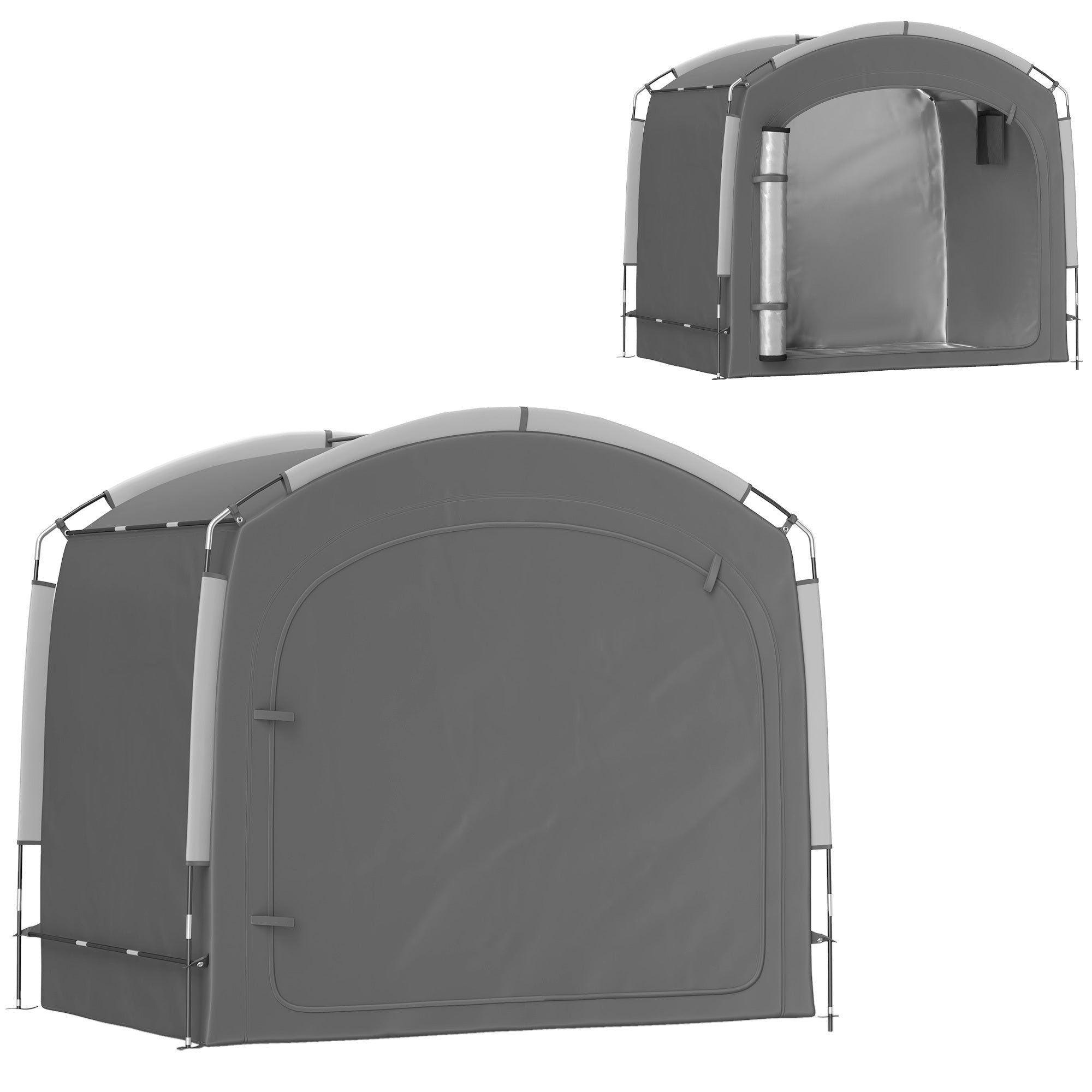 Bike Storage Shed Tent, Portable And Waterproof With 210D Oxford Fabric And Carry Bag For 3 - 4 Bicycles, Dark Gray - Decindoor