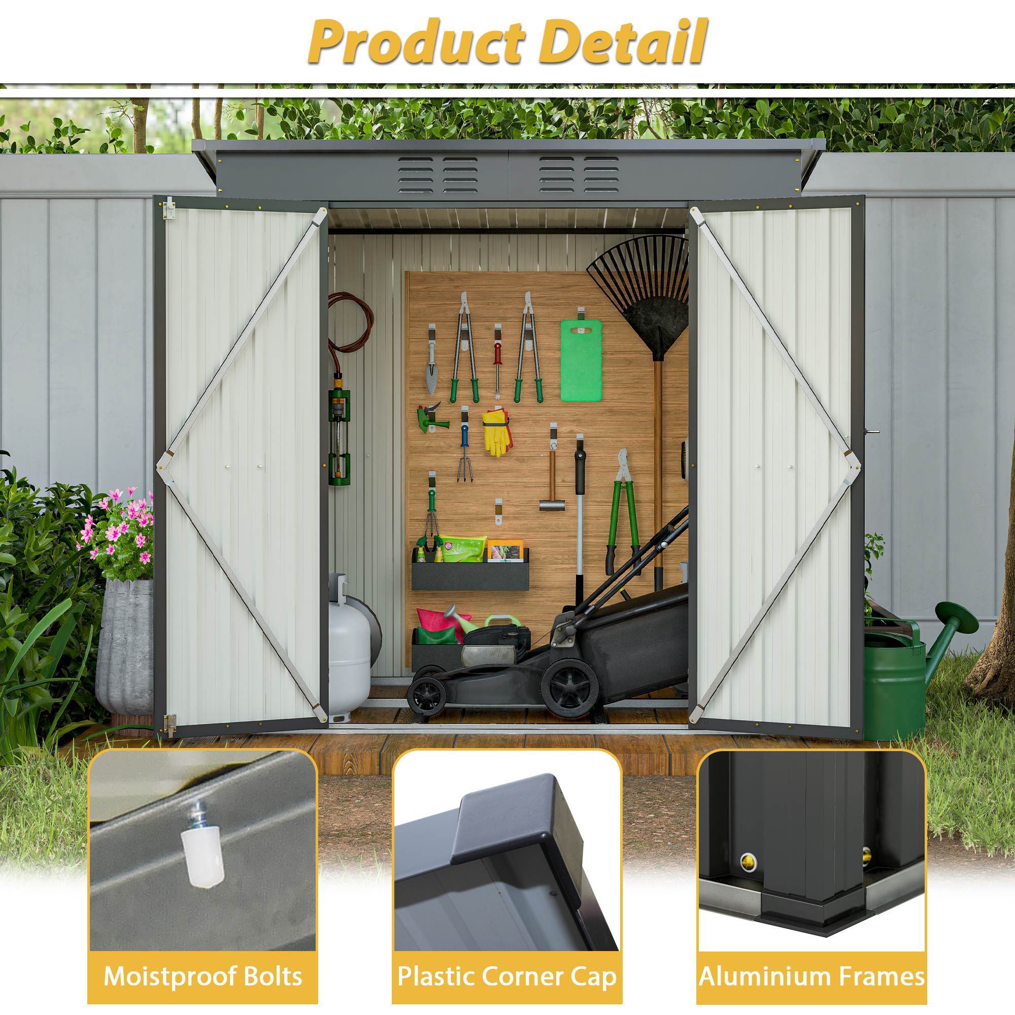 6 X 4 Ft Outdoor Storage Shed, All Weather Tool Shed For Garden, Backyard, Lawn, Black