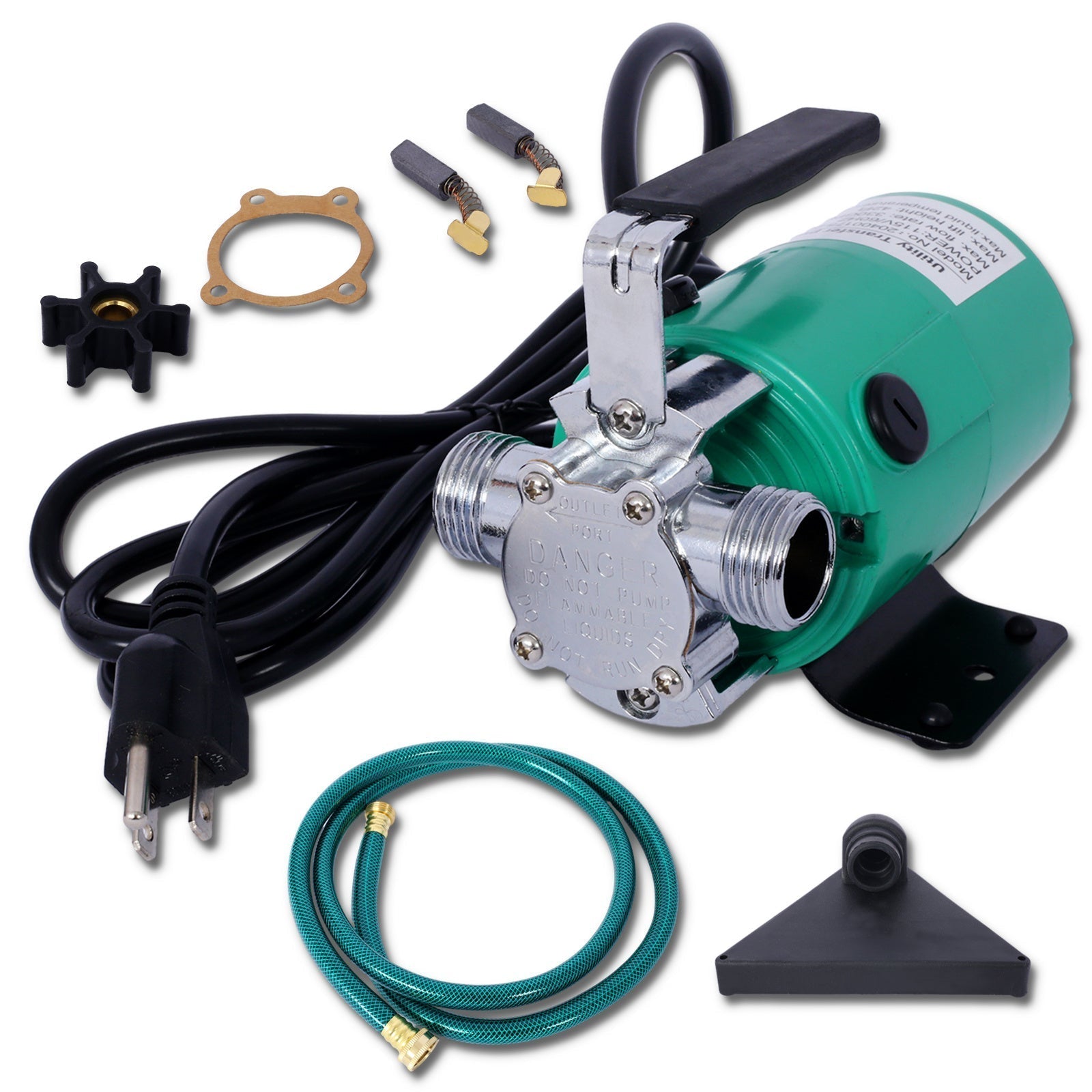 330 GPH Utility Pump with 6 - Foot Hose Kit for Garden, Pool, Hot Tub, Rain Barrel - Decindoor