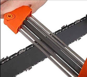 Chainsaw Sharpening File Kit, Metal Chain Sharpener Tool with 13/64" Round Files and Flat File, Fits 3/8" & .404" Chains - Decindoor