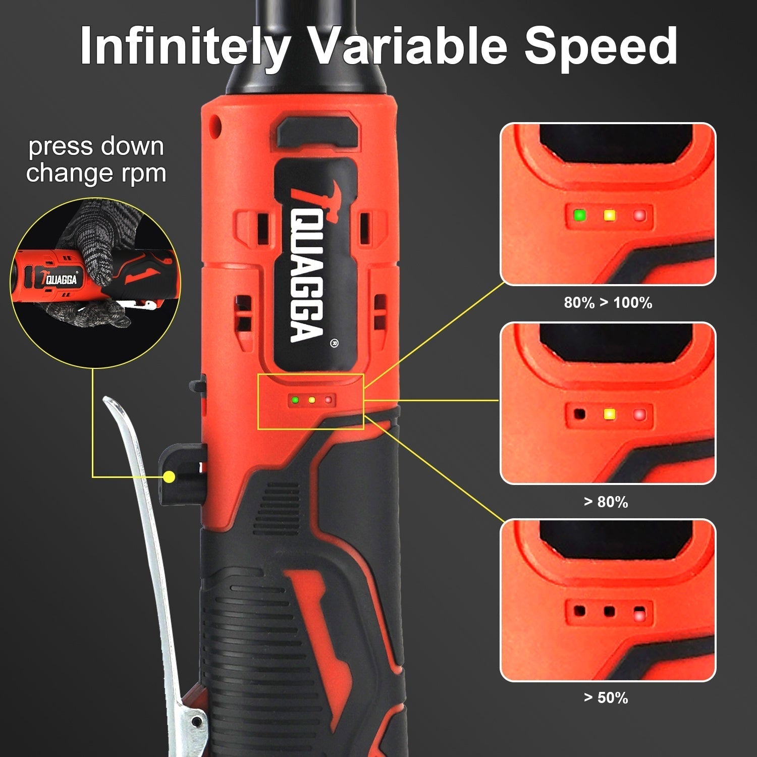 18V Cordless Electric Ratchet Wrench Set with 2 Batteries & Fast Charger