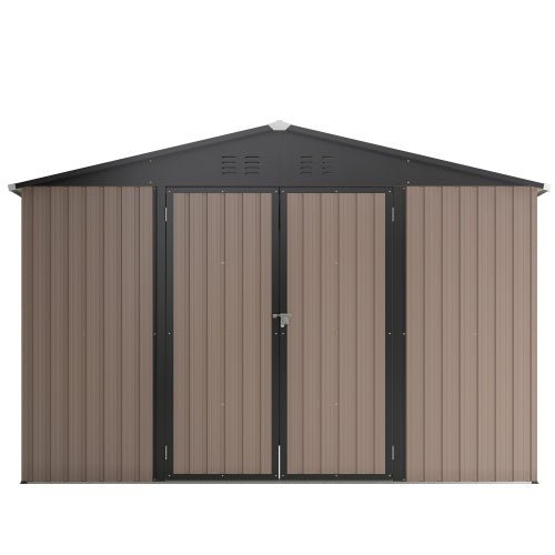 10' X 10' Metal Storage Shed For Ourdoor, Steel Yard Shed With Design Of Lockable Doors - Decindoor